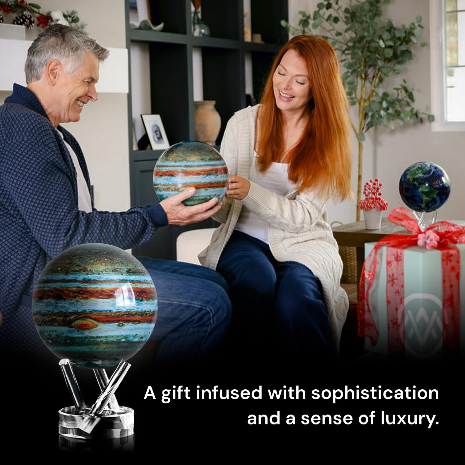MOVA Self Rotating Globe, Jupiter Classic (4.5") | solar powered globe, no batteries or cords, gift for astronomy lovers, premium kinetic display, space desk decor
