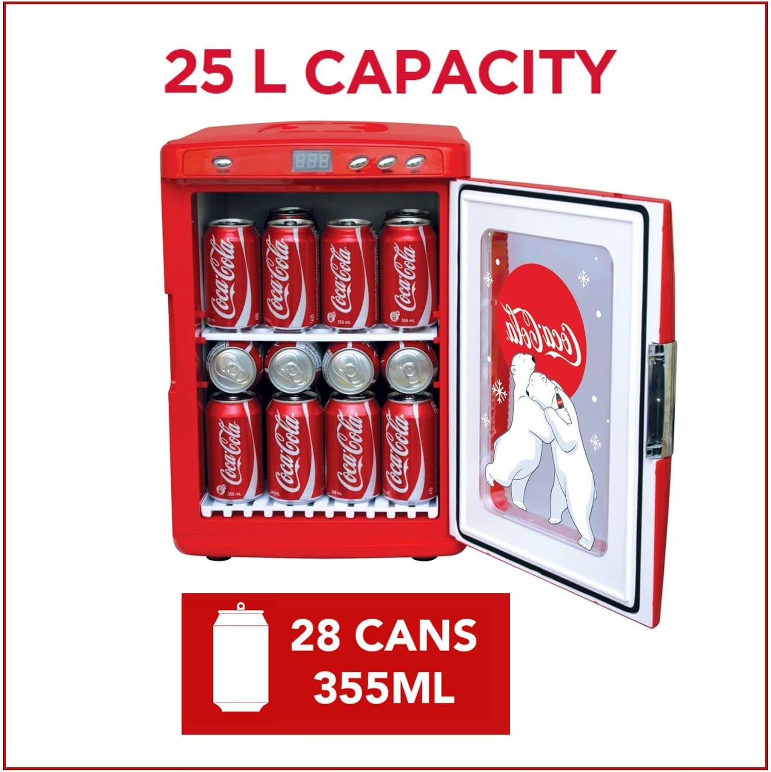 Coca Cola Mini Fridge - Refrigerator for Bedroom Office, Portable Table Top Beverage Cooler, 12V 110V Refrigerador For Drinks, Soda, Wines, Use In Car