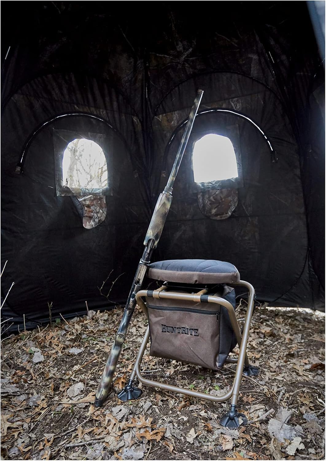 HUNTRITE 360 Swivel Hunting Blind Chair; 300 Pound Capacity, Folding, Lightweight, Portable, Padded Cushion Hunting Seat, Hunt Gear and Equipment