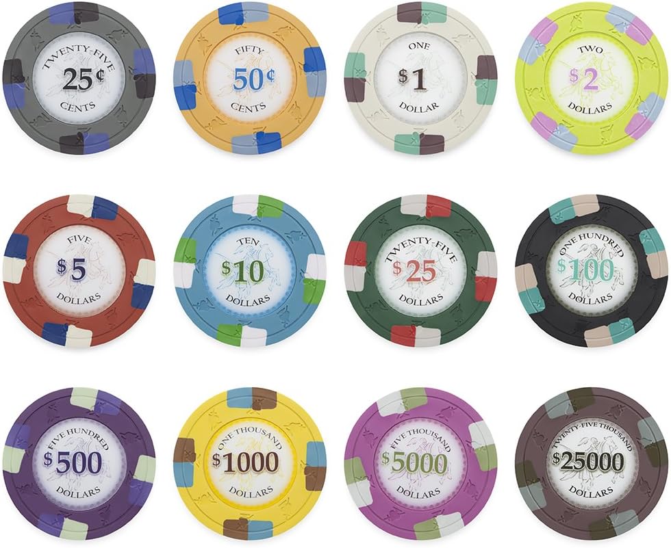 Claysmith Gaming Pack of 50 Poker Knights Poker Chips, Heavyweight 13.5-gram Clay Composite