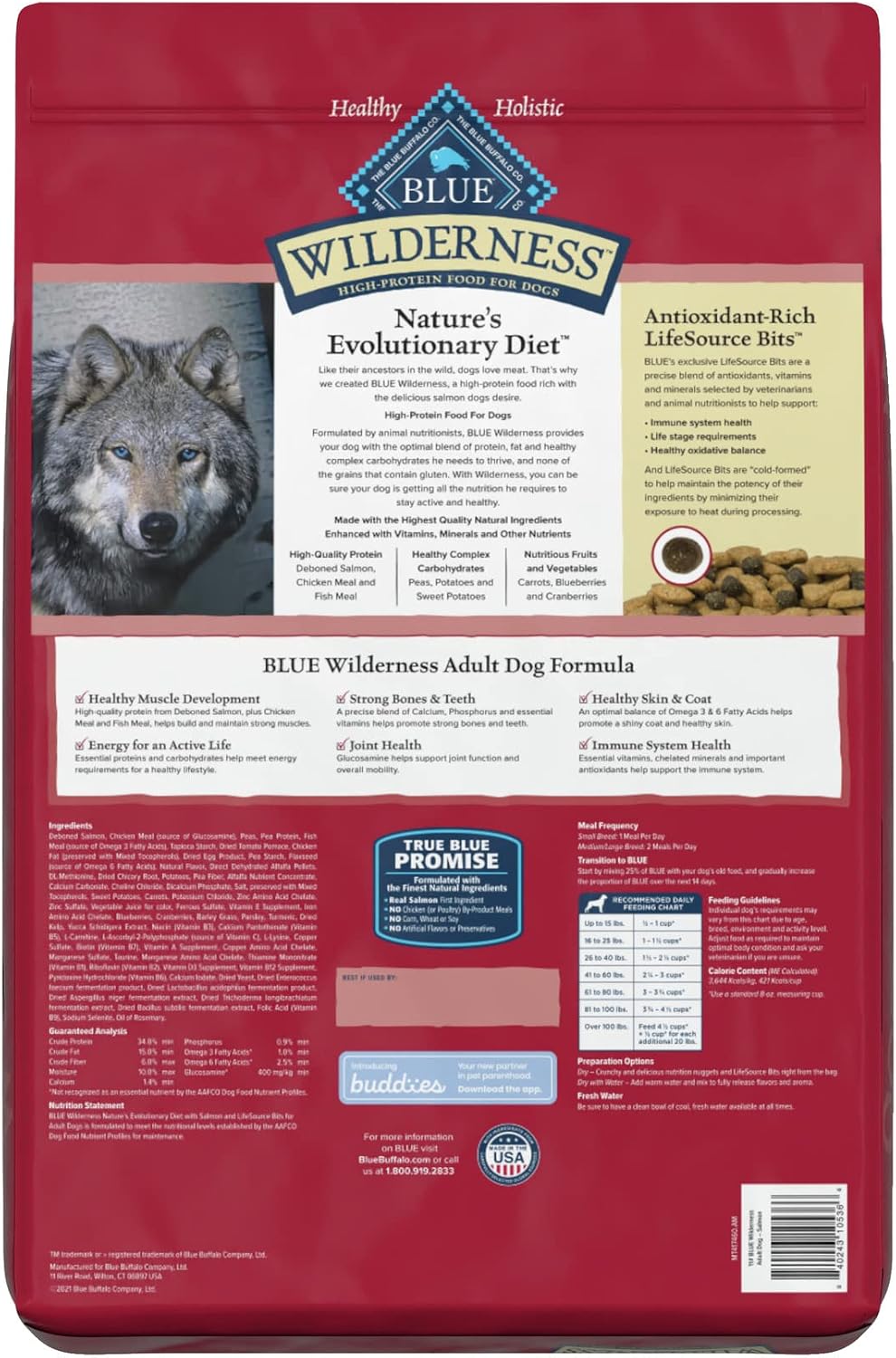 Blue Buffalo Wilderness Chicken Adult Dry Dog Food, Grain-Free, 24 lb | 39g Protein, Real Chicken #1 Ingredient, Supports Immunity with Antioxidant-Rich LifeSource Bits, Promotes Healthy Muscles