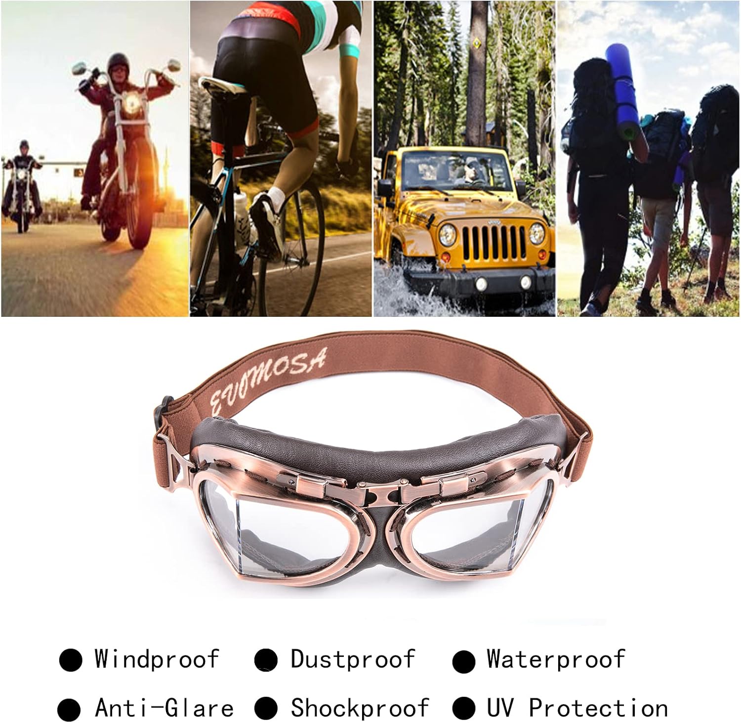 Motorcycle Goggles Anti Fog&Wind&Dust&Sand Aviator Pilot Motocross | Dirt Bike Atv Riding Goggles with Yellow Lens,Fit Over Glasses or Helmet