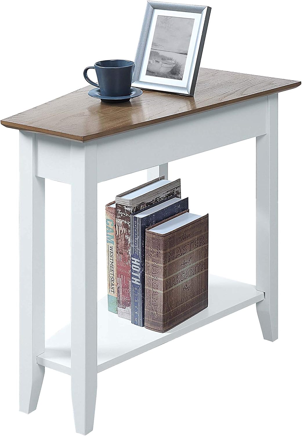Convenience Concepts American Heritage Wedge End Table 24" - Classic Living Room Table with Storage Shelf, Side Table for Family Room, Bedside Table, Espresso