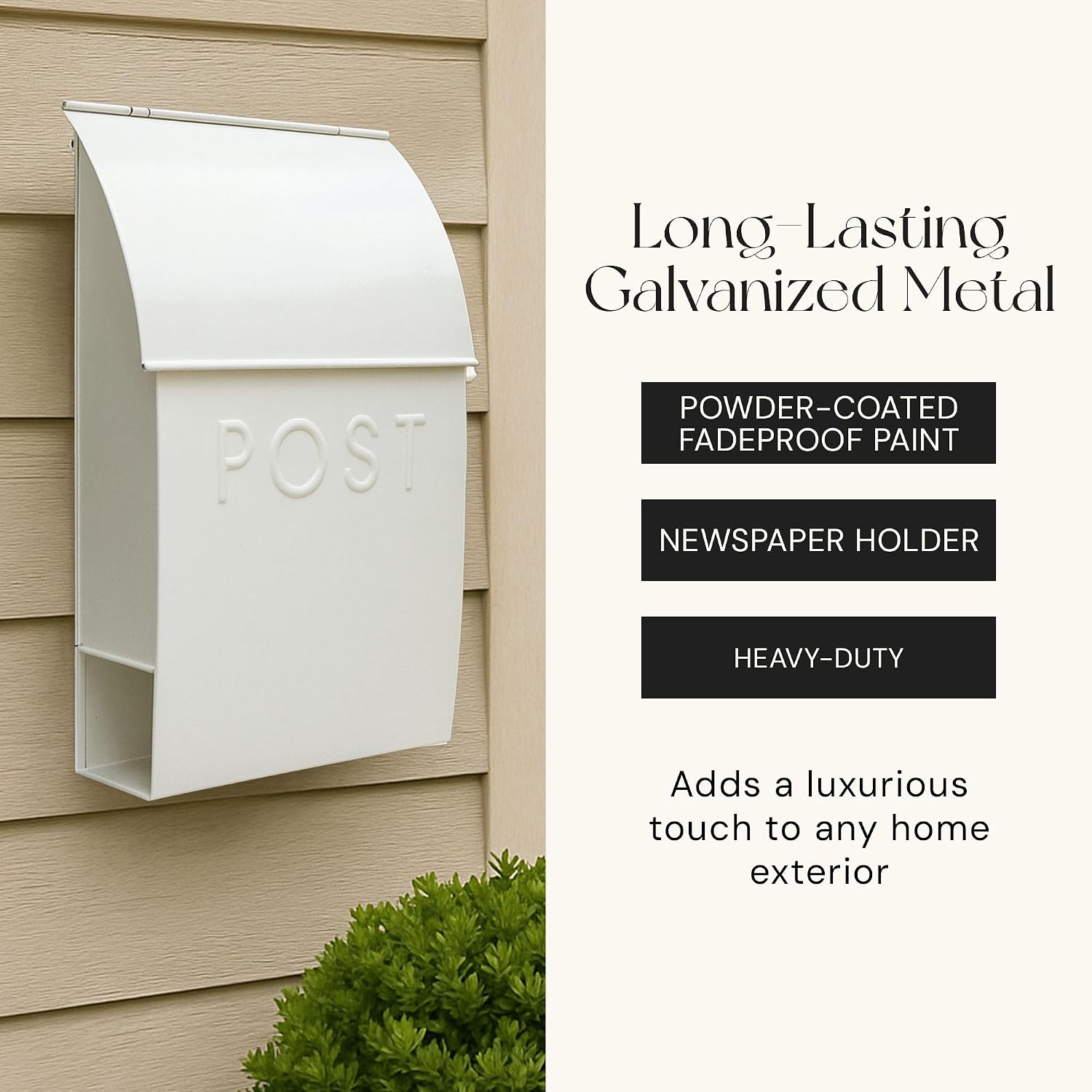 NACH Mailboxes for Outside Wall Mount, 15 x 10 x 4 inches, Red Wall Mounted Mailbox and Newspaper Holder, Waterproof Mailbox for Door - The Milano Mailbox