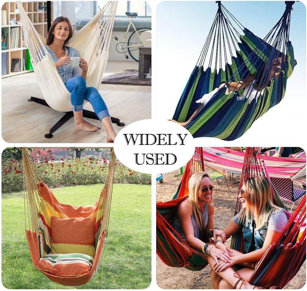Hammock Chair Hanging Rope Swing Seat for Indoor Outdoor, Sturdy Cotton Weave Hammock Swing