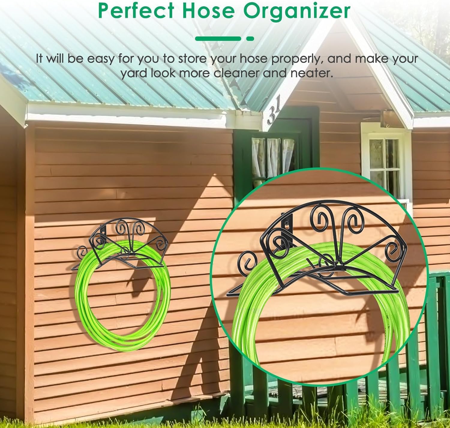 TomCare Garden Hose Holder, Heavy Duty 150 ft Capacity Hose Hanger