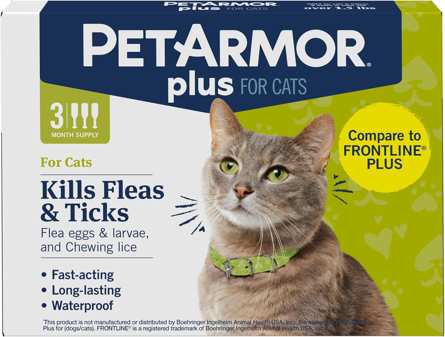 PetArmor Plus Flea and Tick Prevention for Dogs, Small Dog Flea and Tick Treatment, 3 Doses, Waterproof Topical, Fast Acting (5-22 lbs)