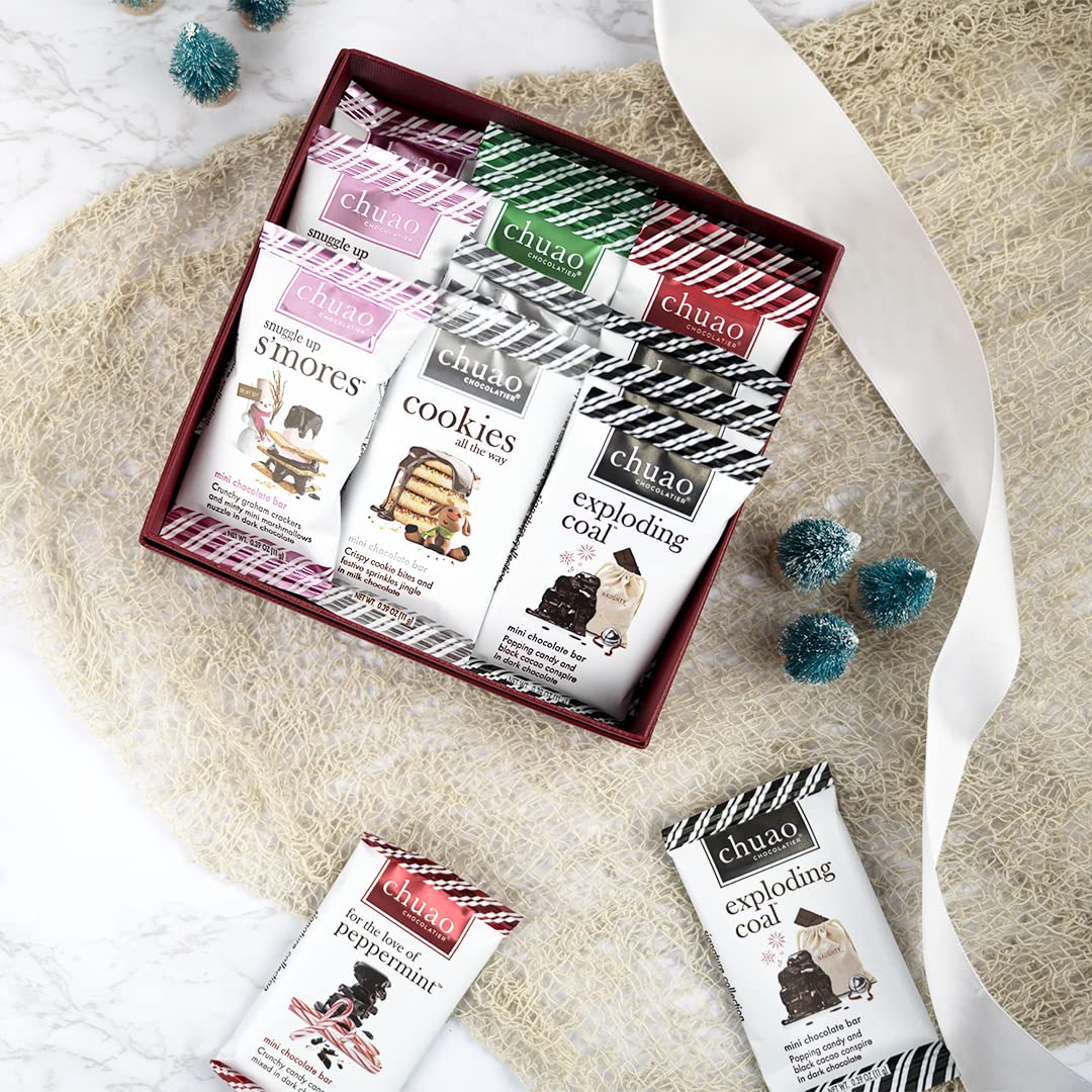 Chuao Chocolatier Share the Love Assorted Milk and Dark Mini Gourmet Chocolate Bars Gift Box | Sampler For Holiday, Birthday, Thank You, Corporate Gift Baskets | 36 Bars, 0.39 oz Each