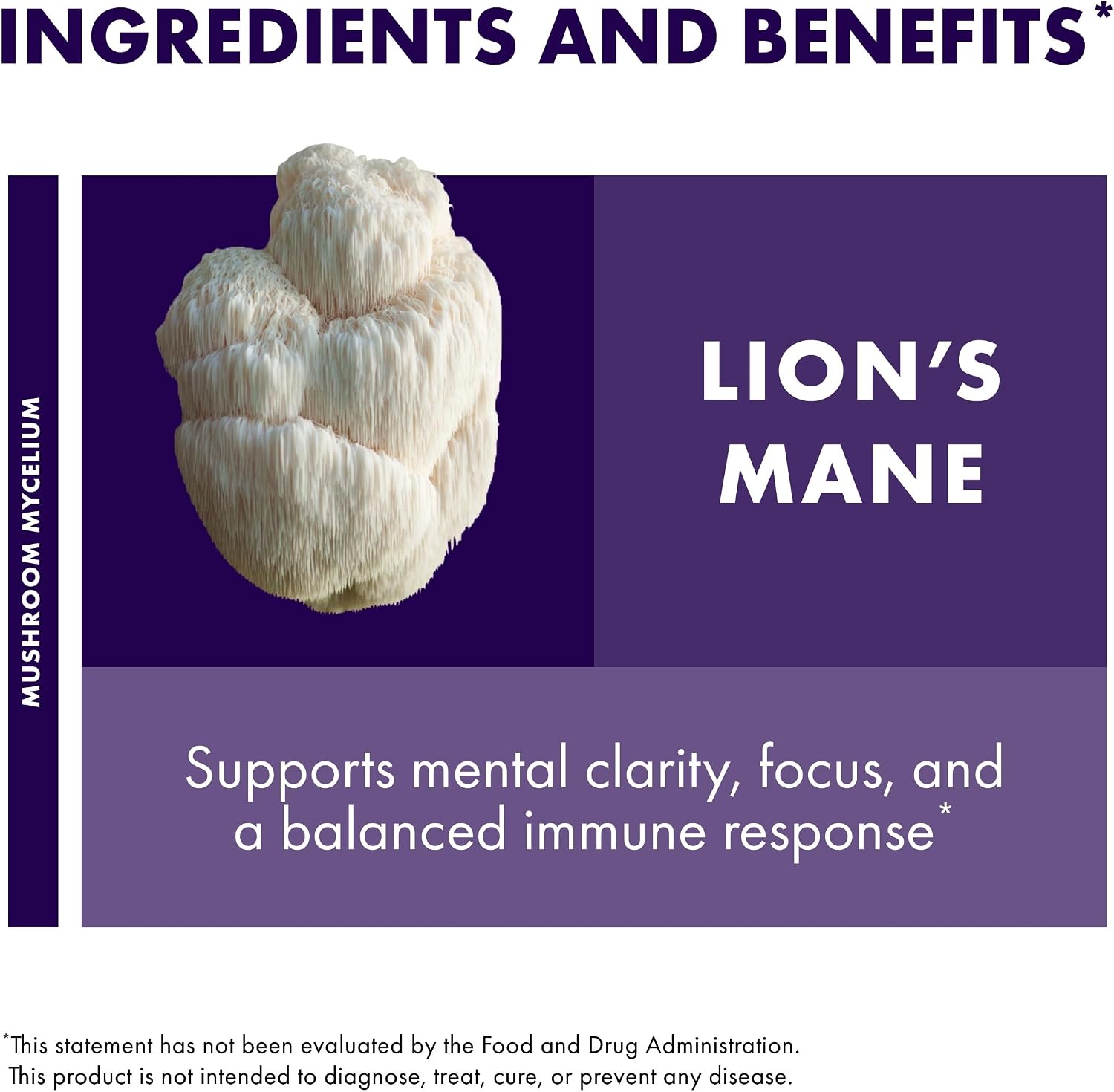 Host Defense Lion's Mane Powder - Brain Health Support Supplement - Mushroom Supplement to Support Focus & Memory Function - Immune & Nervous System Support Supplement - 3.5 oz (66 Servings)*