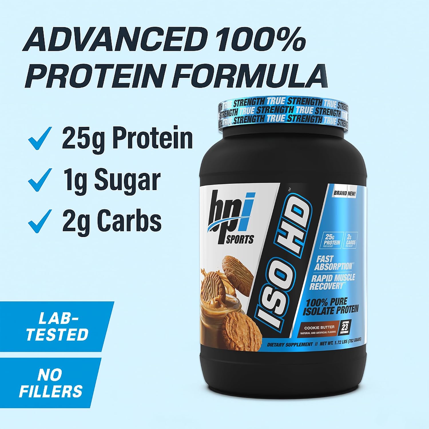 BPI Sports ISO HD Isolate Protein Powder – 100% Whey Isolate, Protein Powder for Muscle Gain - Chocolate Brownie, 5.4 Pounds - 69 Servings