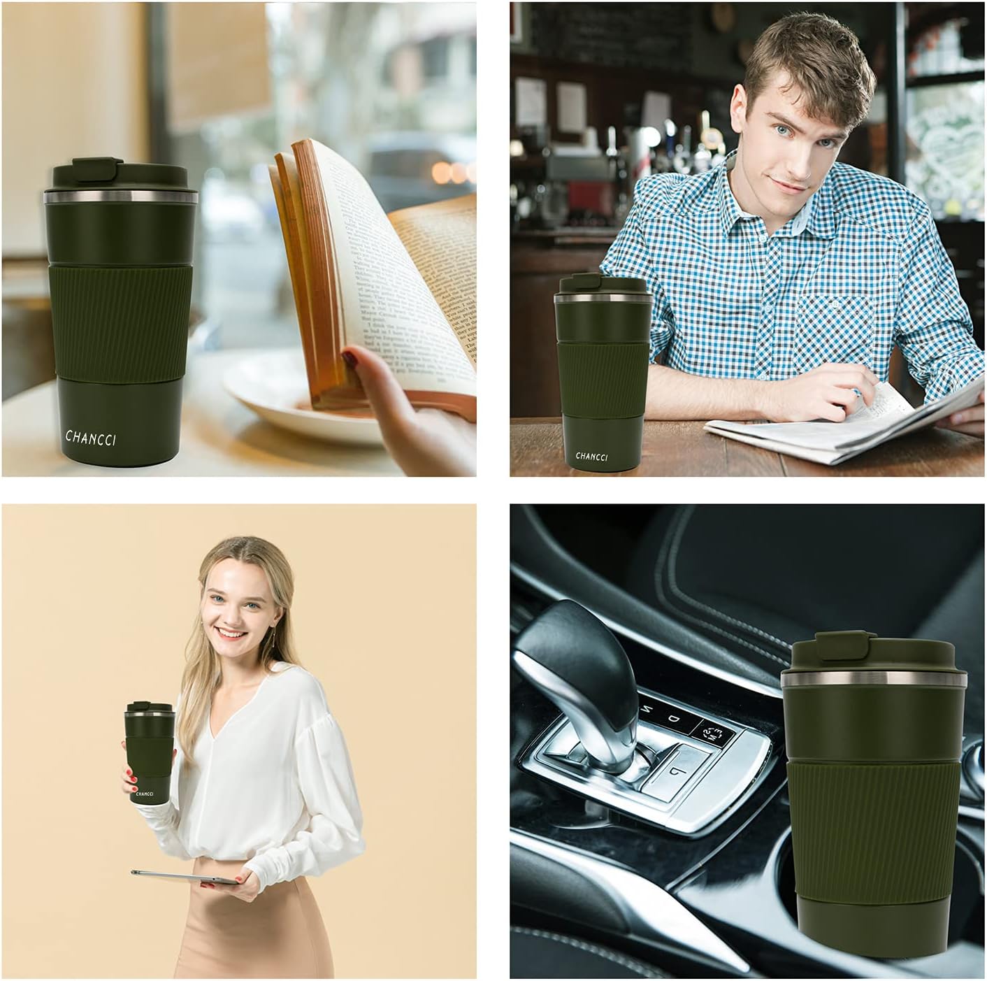 16oz Travel Coffee Mug Spill Proof, Insulated Coffee Mug with Lid, Leakproof Coffee Tumbler, Stainless Steel Vacuum Coffee Cup for Hot/Cold Drinks
