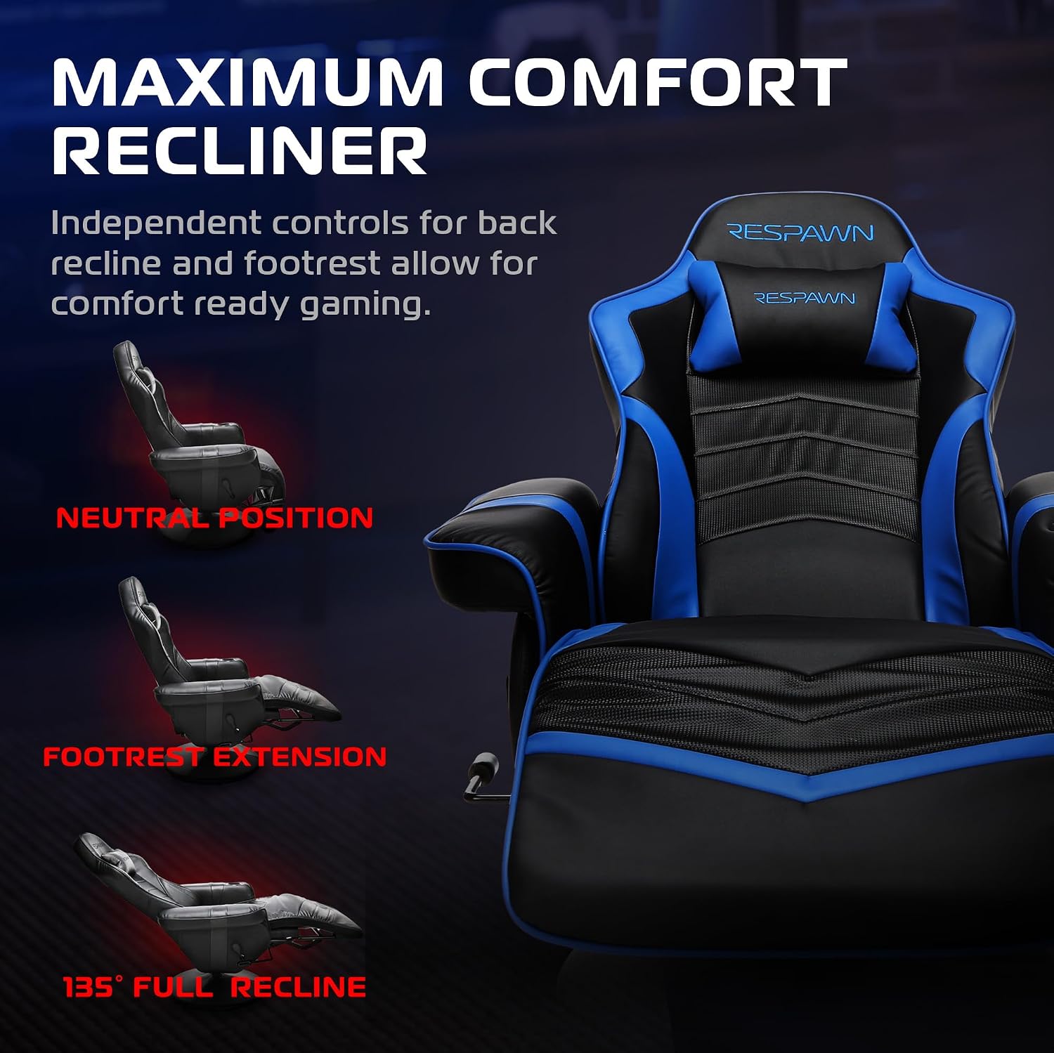 Respawn 900 Gaming Recliner Chair with Footrest, Cup Holder and Swivel