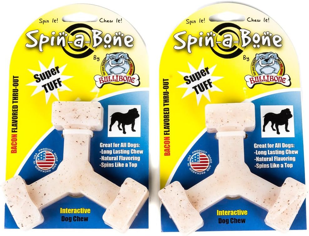 Bullibone Nylon Dog Chew Toy Spin-a-Bone - Interactive Dog Toy, Triggers Natural Instincts, and Improves Oral Health