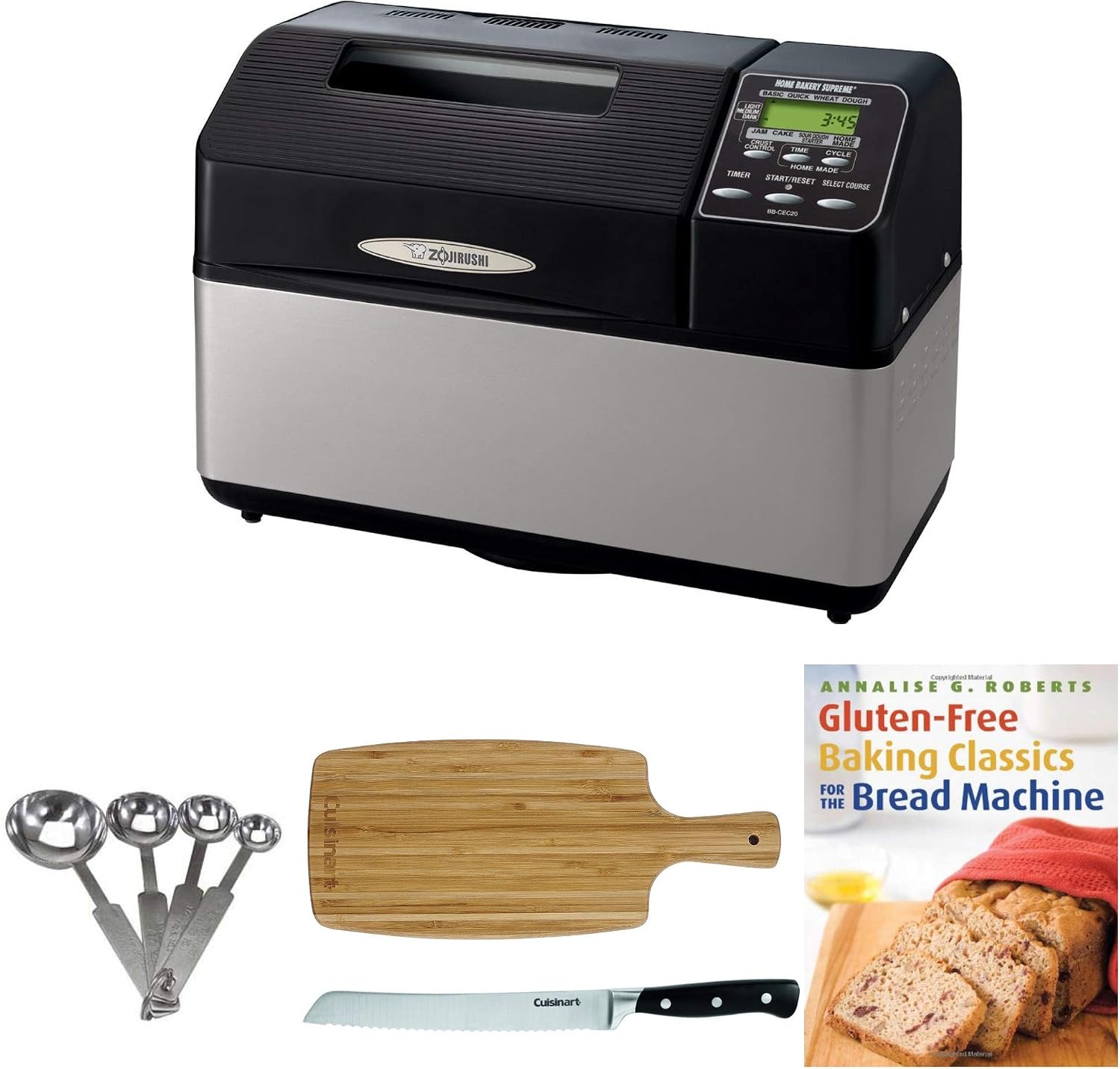 Zojirushi BB-CEC20 Home Bakery Supreme Breadmaker Bundle | Bakes 2-Lb Loaf, Dual Kneading Blades, 13-Hr Delay, Sourdough, Jam