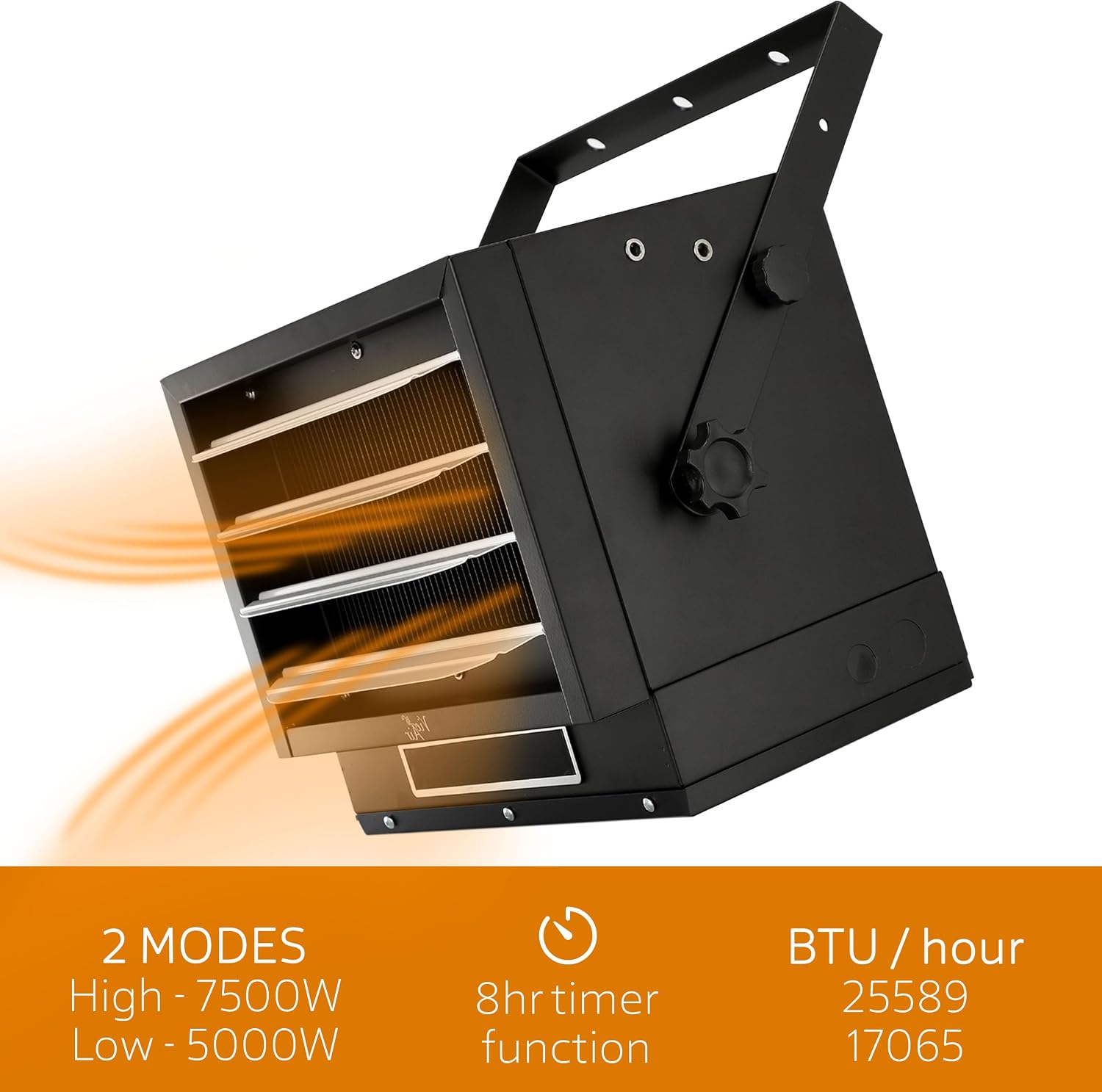 Vie Air 7500W Portable Hard-Wire Installation Garage Heater With Remote and Vertical and Horizontal Air Flow