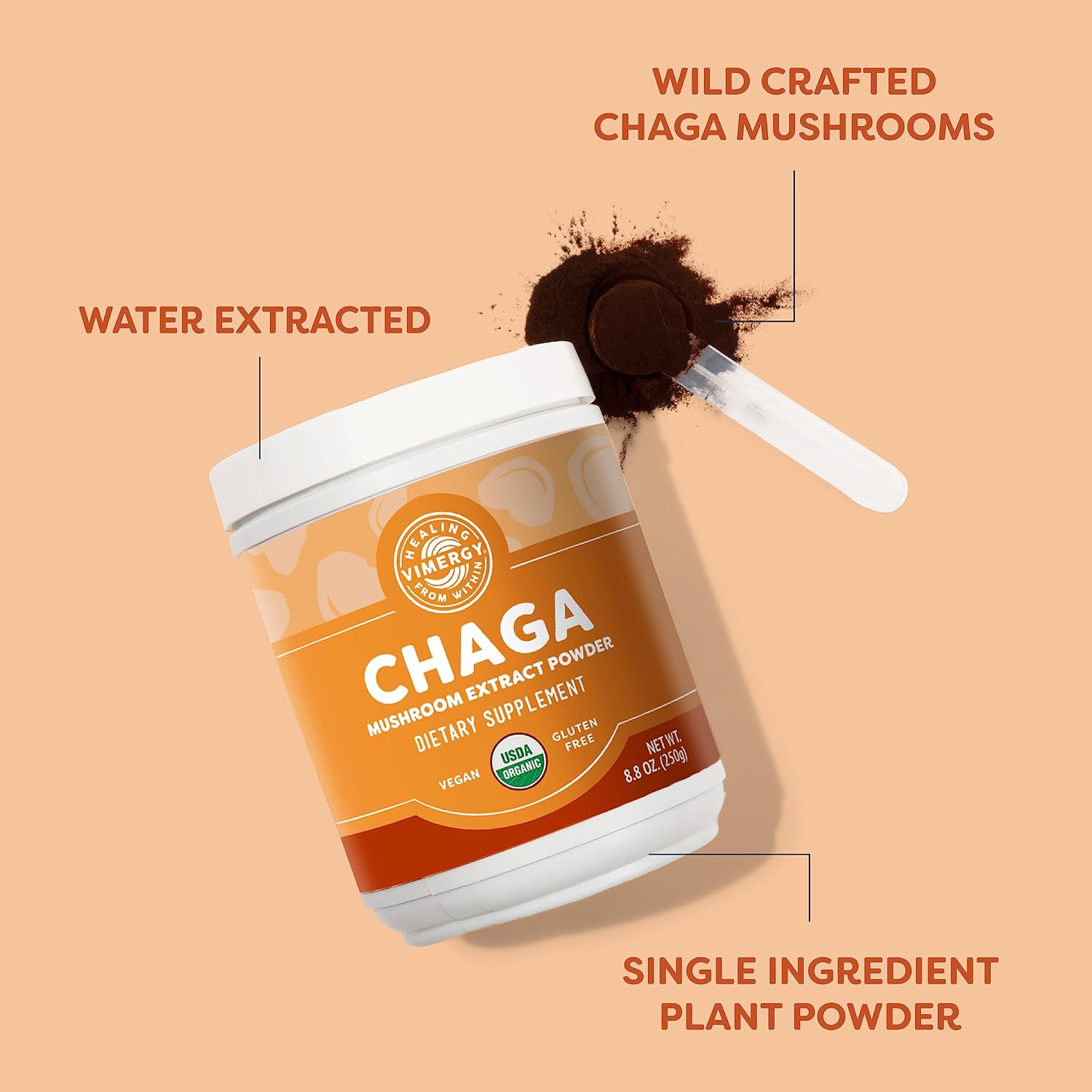 Vimergy Chaga Capsules – Superfood Cellular Support* – Cardiovascular Health Benefits* – Kosher, Vegan, Gluten-Free – 90 Capsules | Superfood Adaptogen*, Immunity for cell tissues*, Polyphenols for Antioxidant protection*, Vegan and Kosher