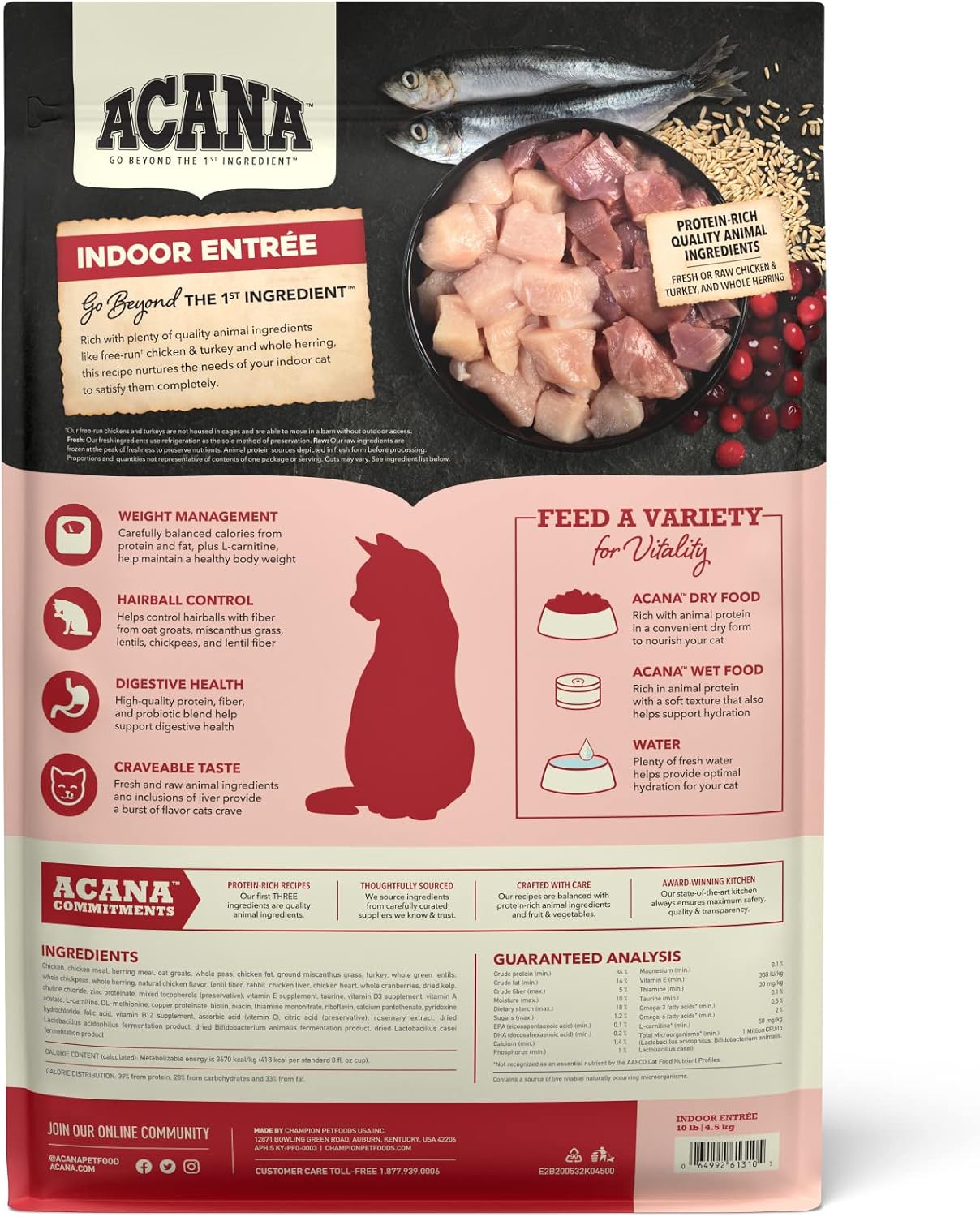 ACANA Dry Cat Food for Indoor Cats Indoor Entrée Chicken Turkey 4lb Bag