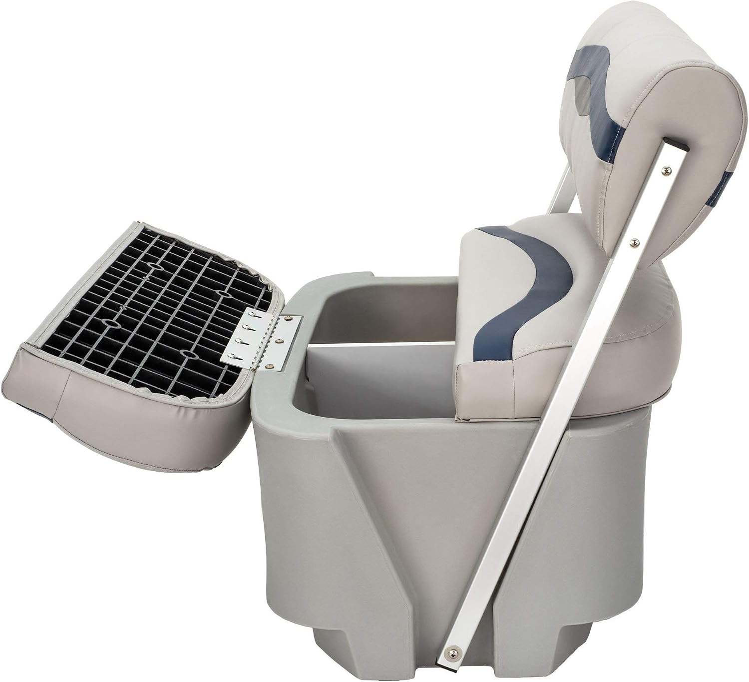 DeckMate® Complete Premium Pontoon Flip Flop Seat and Base (Gray/Blue/Charcoal)
