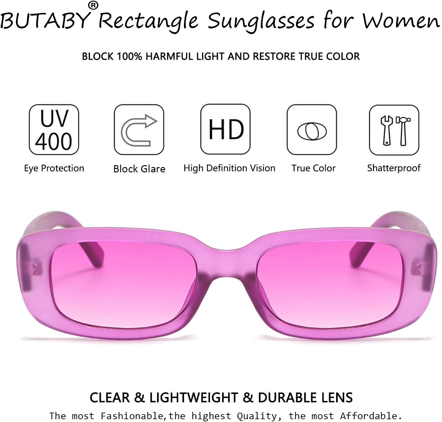 BUTABY Rectangle Sunglasses for Women Retro Driving Glasses 90’s Vintage Fashion Narrow Square Frame UV400 Protection