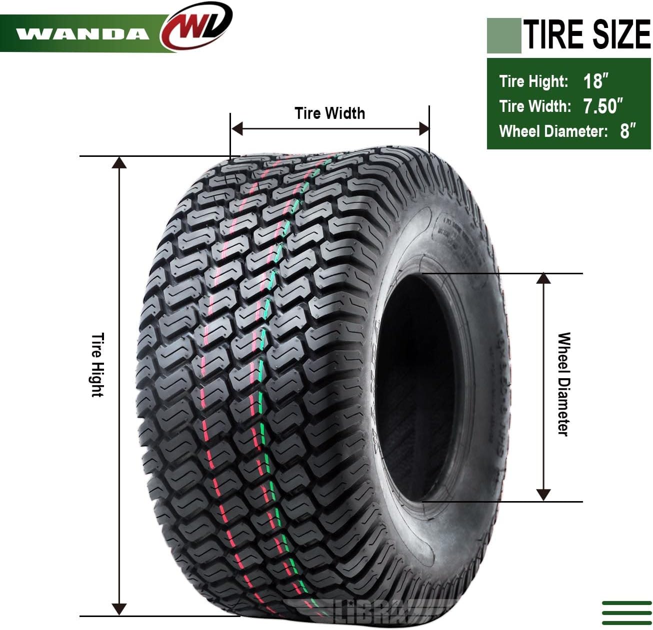 WANDA Set 2 15x6-6 15x6.00-6 Lawn Mower Tractor Turf Tires15x6x6 P332-13016 | Riding Lawn Mover, Garden Tractor