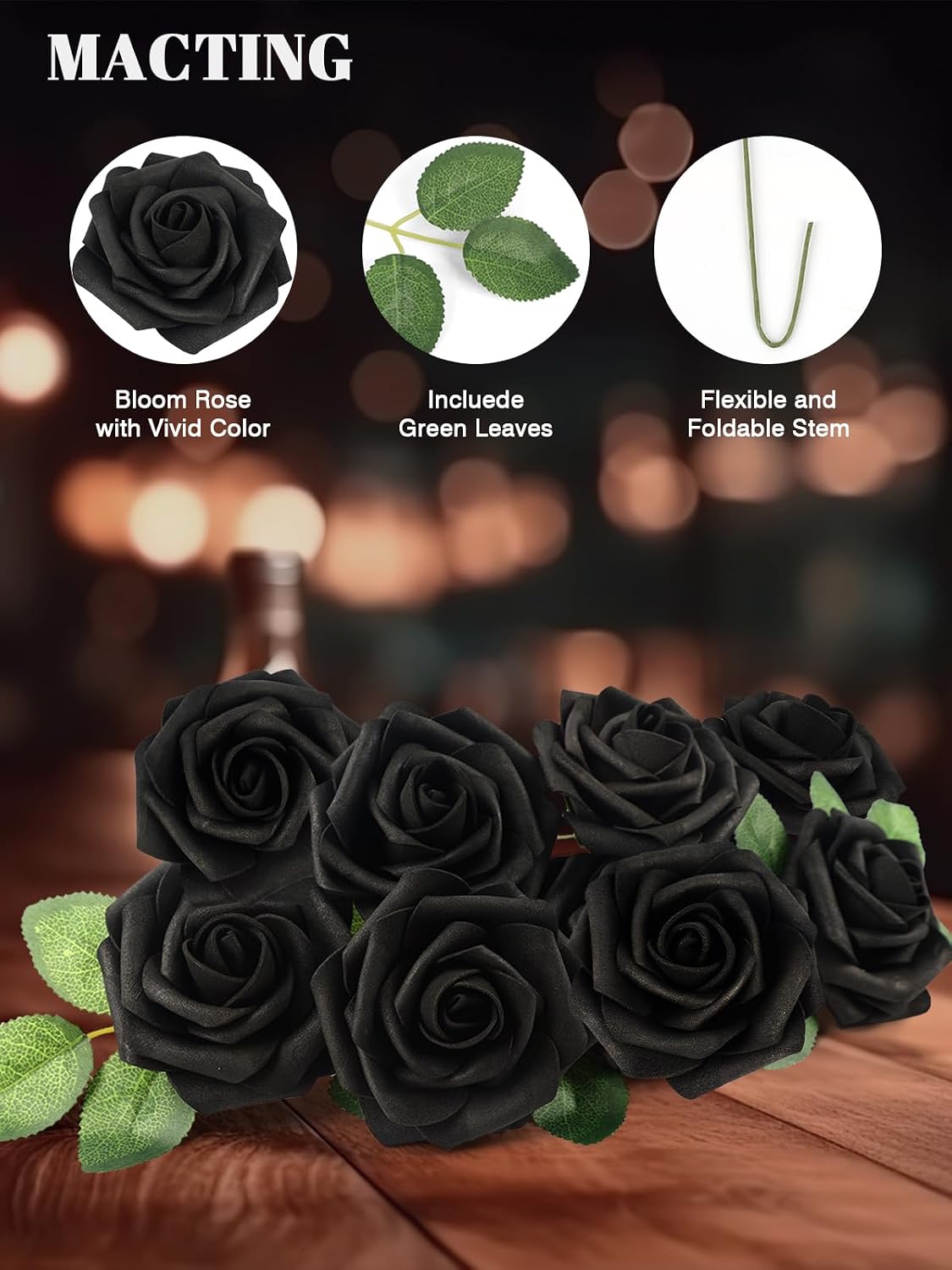 30PCS Yellow Artificial Flowers, Real Touch Fake Roses for Fall Decorations