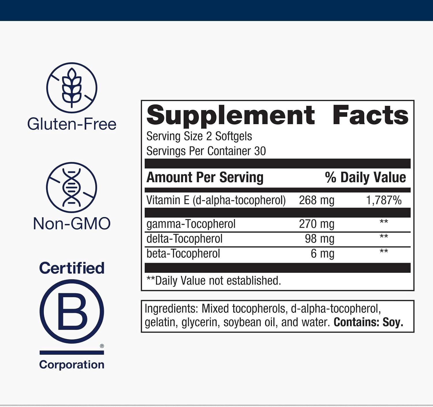 Metagenics Vitamin E Mixed Tocopherols - High Potency Antioxidant Supplement with Alpha & Gamma Tocopherols - Supports Heart