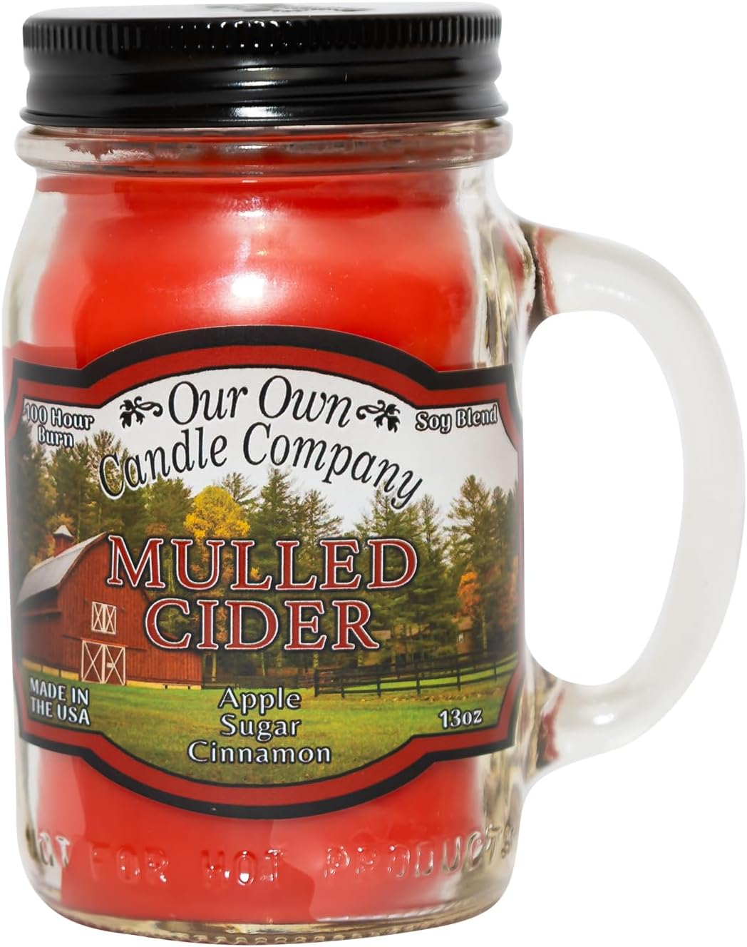 Balsam Pine Scented Mason Jar Candle, Our Own Candle Company, 13 oz | Clean, fresh Balsam-pine-tree scent; soy blend wax; lead-free wick with patented straightener; long lasting