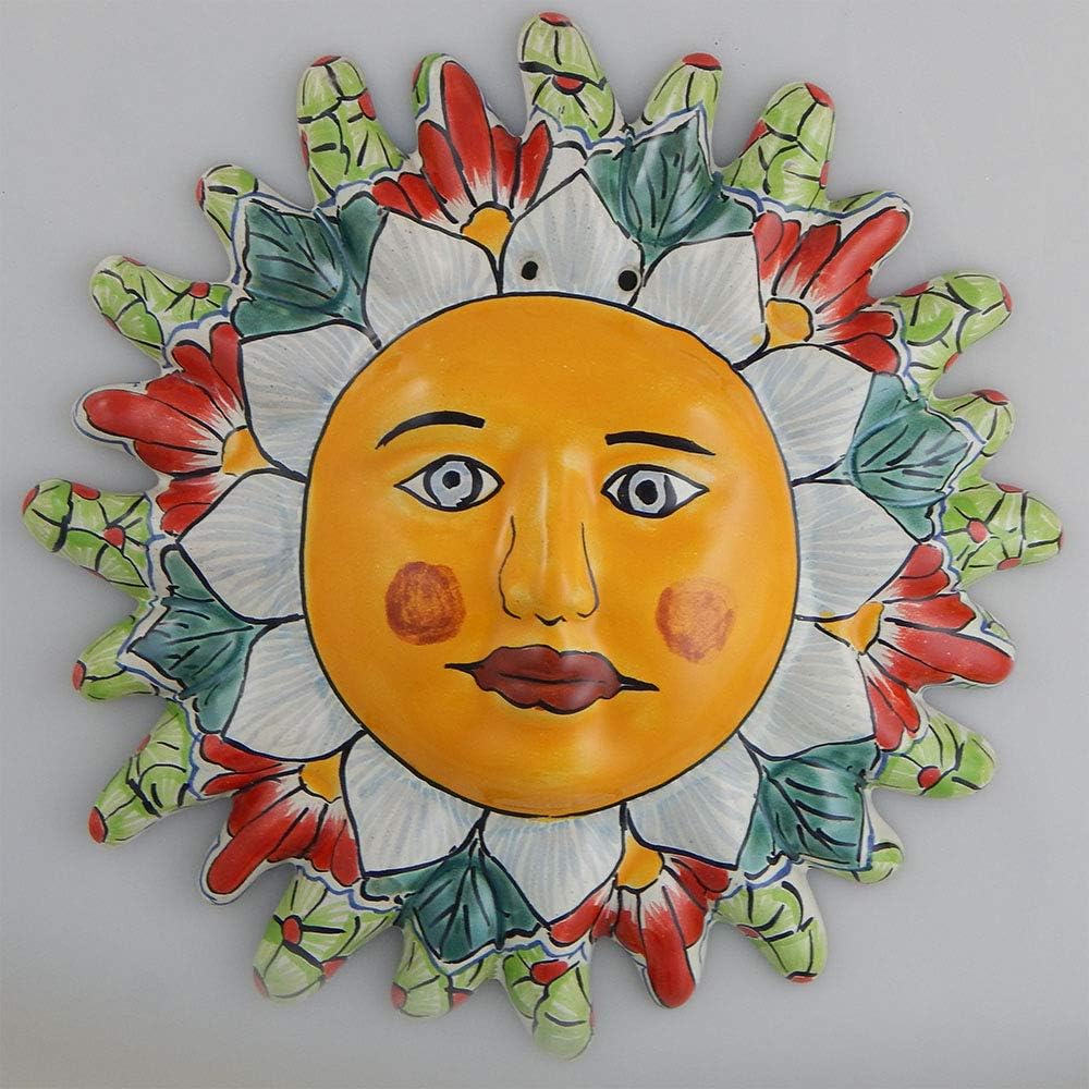 COLOR Y TRADICIÓN Mexican Talavera Ceramic Sun Face Wall Decor Hanging Pottery Folk Art # 09