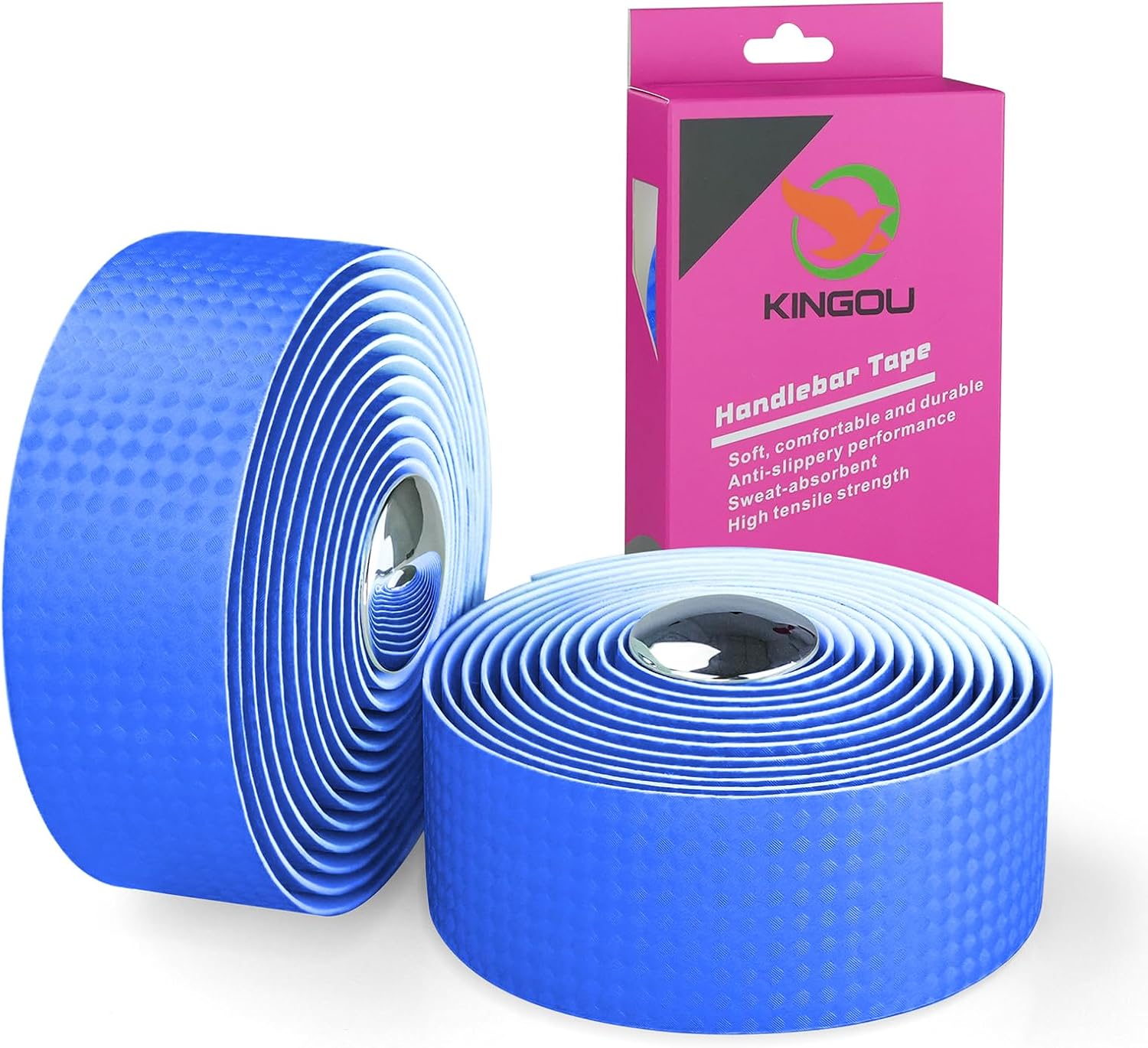 KINGOU Carbon Fiber PU Leather Road Bike Handlebar Tape Bar Tapes - 2PCS Per Set