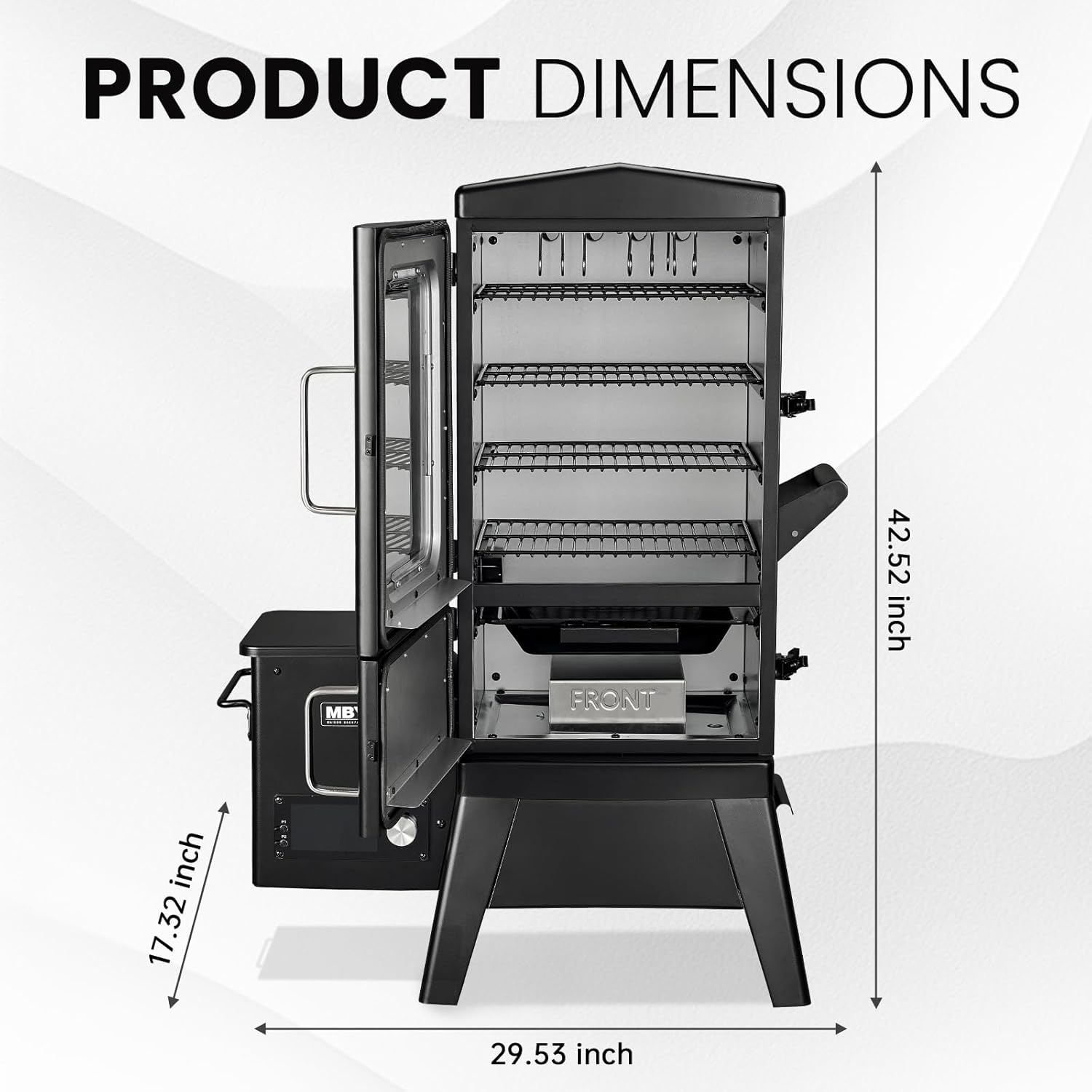 Pellet Smoker with Cover, Electric Wood Pellet Smoker Grill With Meat Probe and Hook, 616 Sq in Cooking Area LED Display Temperature Control