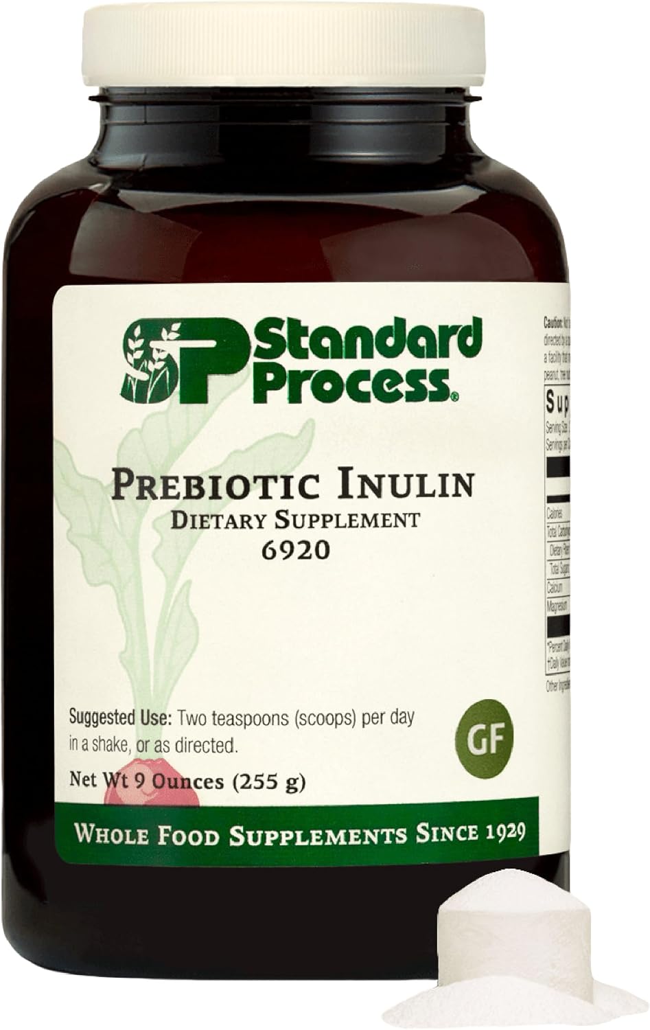 Standard Process Prebiotic Inulin - Gut Health & Immune Support Supplement - Calcium & Magnesium for Bone Health - Good Source of Fiber - Non-Soy