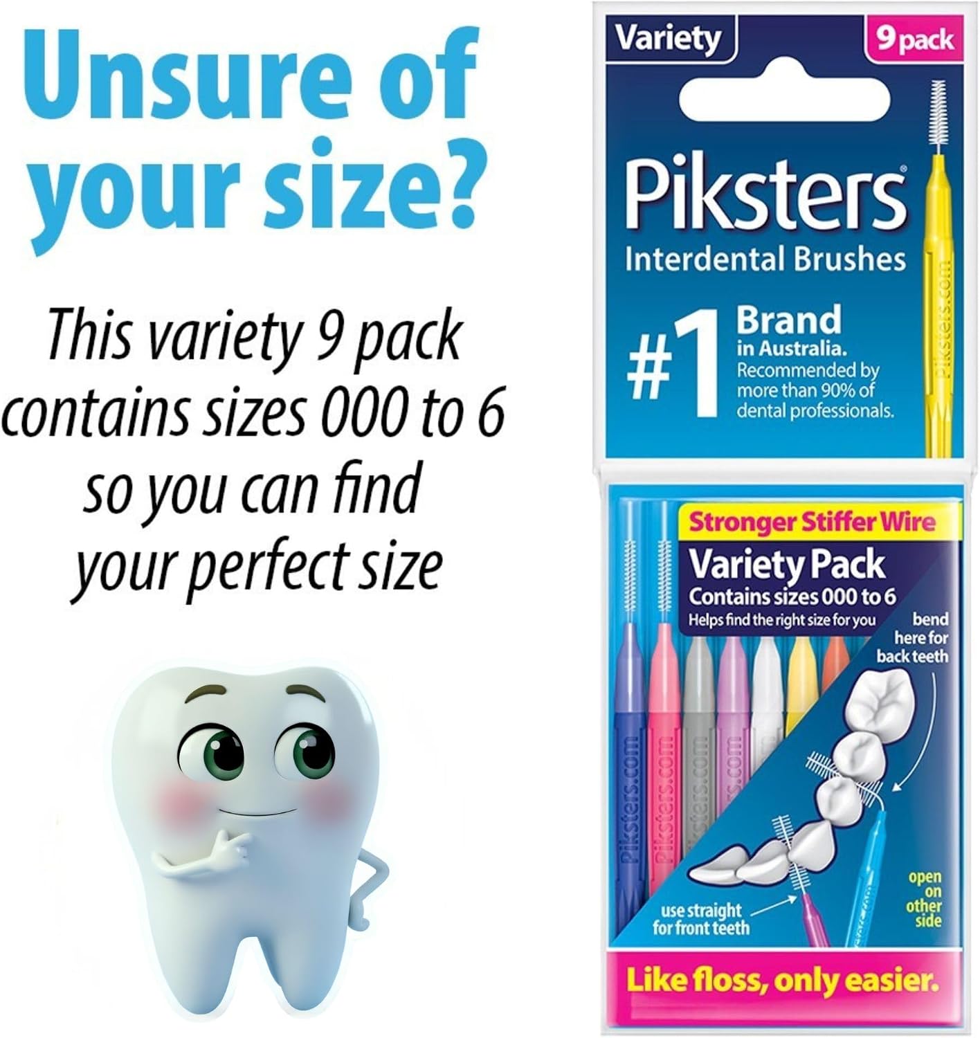 Piksters Interdental Brush Tight Gaps 35 Pack Purple Size 1