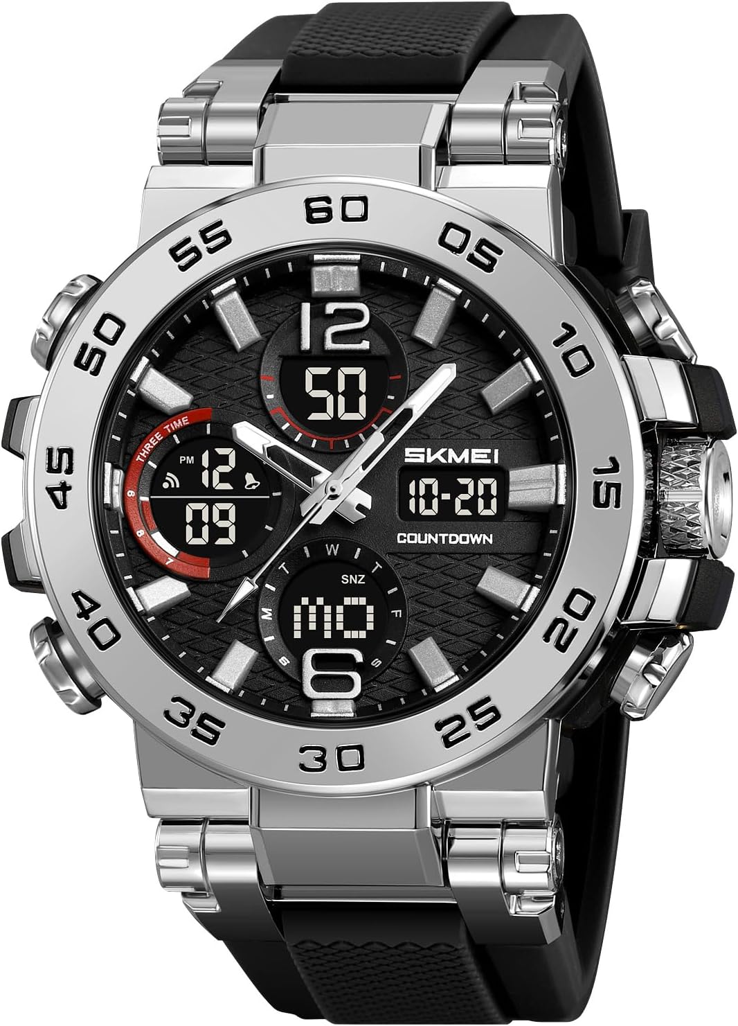FANMIS Men's Analog Digital Sport Watch Military Dual Display 50M LED Watch | Men's Dual Display Sports Watches With Led Backlight Alarm Stopwatch 12/24h Time Outdoor Running Swimming