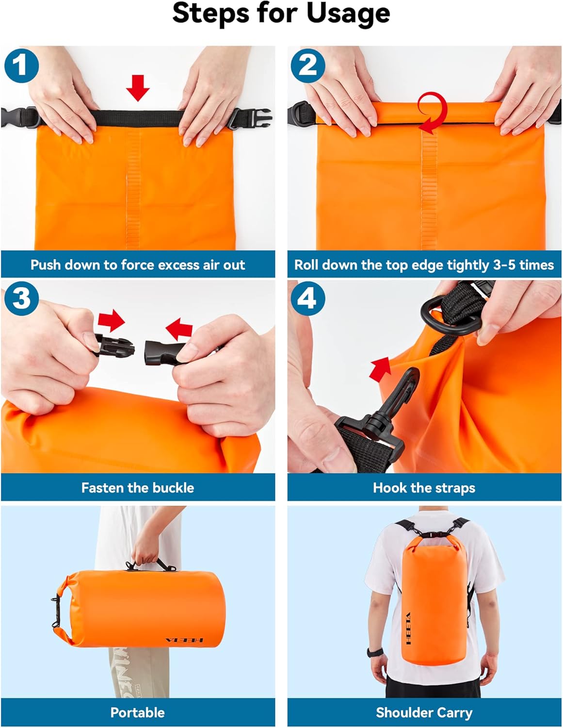 HEETA Waterproof Dry Bag Backpack with Emergency Whistle 5L/10L/20L/30L/40L