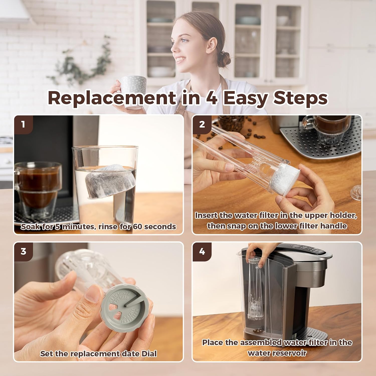 Premium 12-Pack Replacement Charcoal Water Filters for Keurig Coffee Machine | Fits K-Supreme, K-Slim, K-Express, K-Classic, K-Duo, K-Elite, K-Select