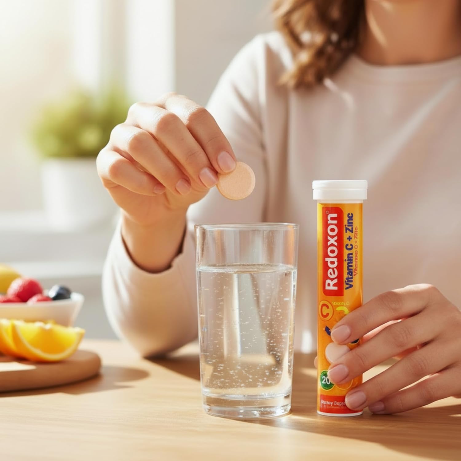 Redoxon Vitamin C + Zinc, Effervescent Tablets of Vitamin C and Zinc, Helps Support Your Immune System, Orange Flavor, 20 Effervescent Tablets, 2.82 Oz, Box