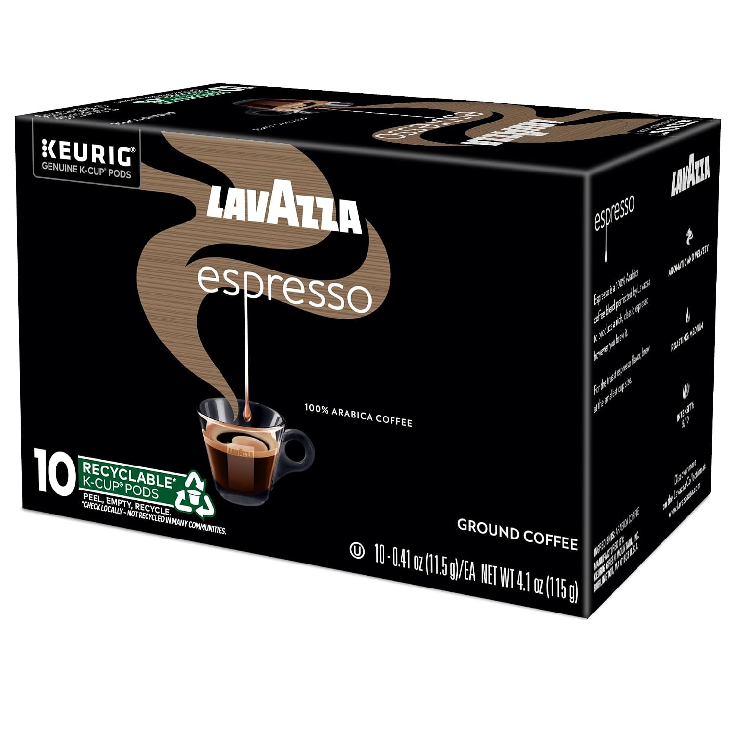 Lavazza Espresso, Single-Serve Keurig K-Cup Pods, Medium Roast Coffee, 32-Count Box