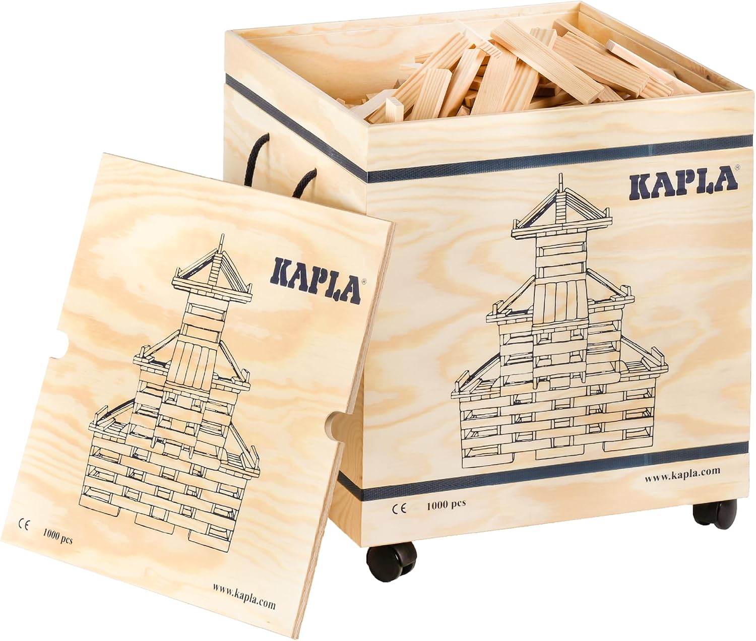 KAPLA Wooden Construction Set - 1000 Building Planks in a Chest - for Ages 3+