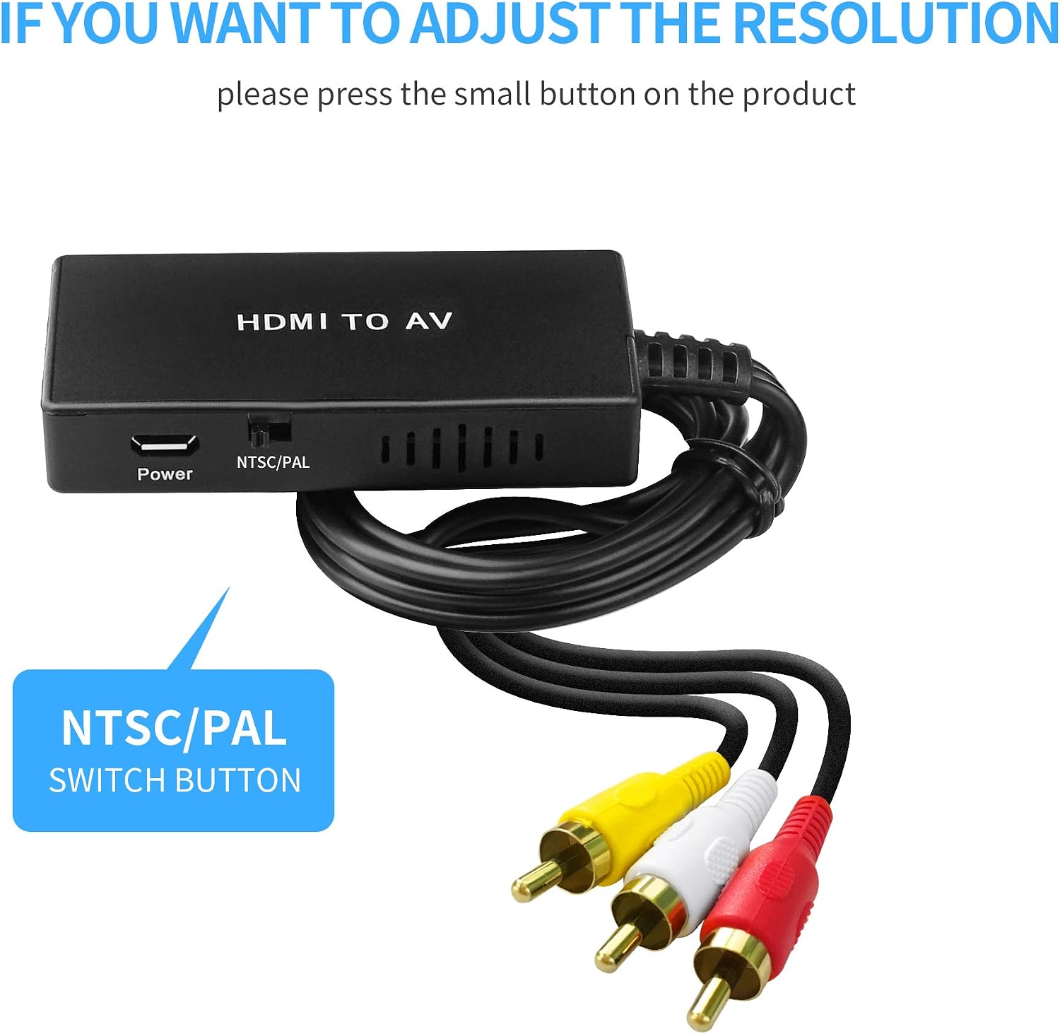 HDMI to RCA Converter, HDMI to AV for Apple TV, Roku, Fire Stick - Black