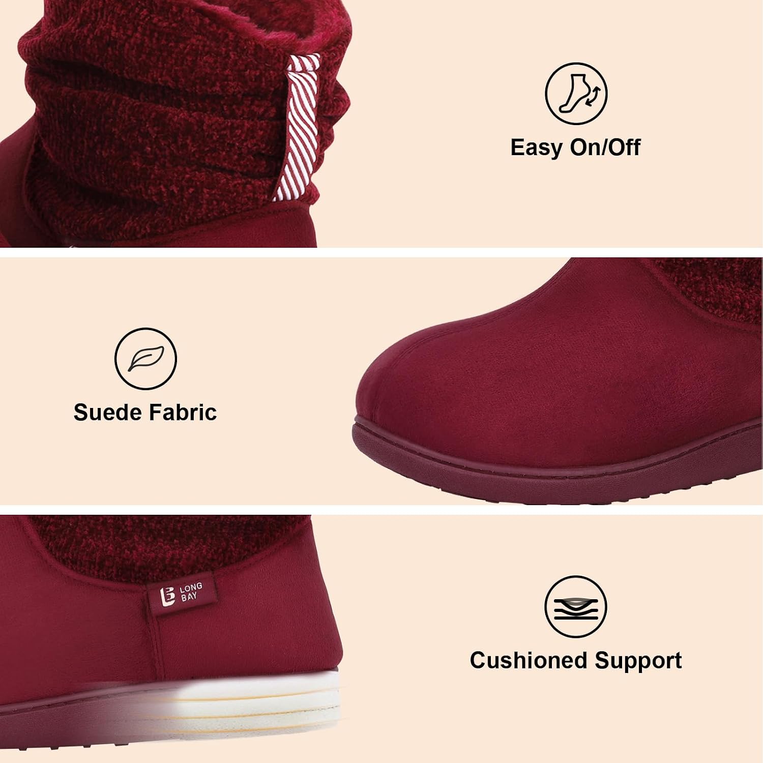 LongBay Slippers Boots for Women Warm Winter Fuzzy Bootie House Shoes Gifts