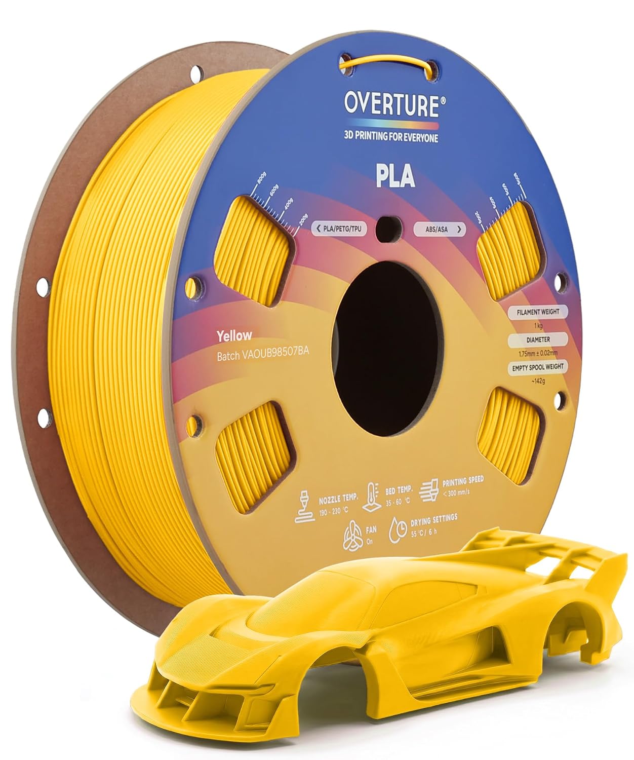 OVERTURE High Speed PLA Filament 1.75mm 3D Printer Filament,1kg White