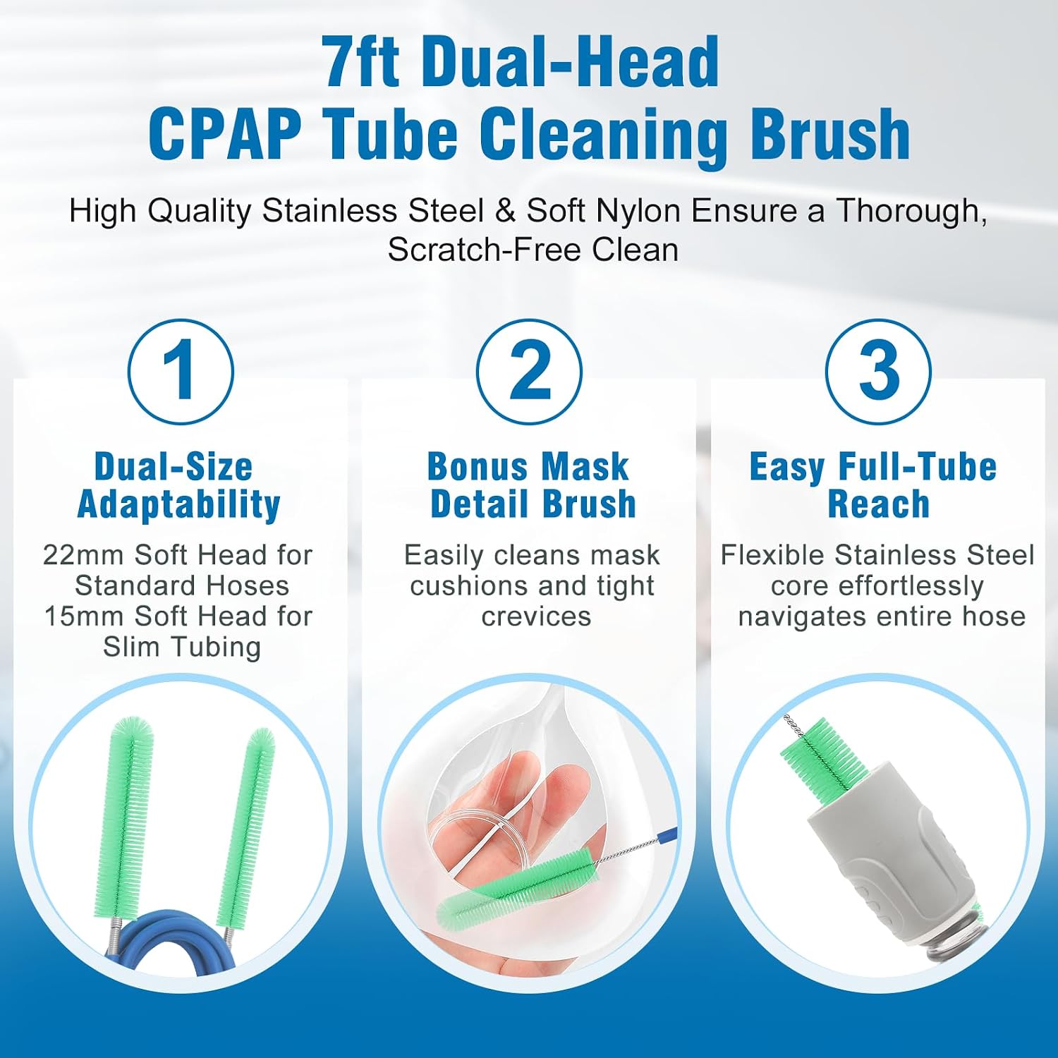9 Pack CPAP Cleaning Kit for Hose & Mask, with Speed Control Hose Dryer, Collapsible Wash Basin & Hose Hanger, 7ft Cleaning Brush, CPAP Cleaning Supplies with Storage Bag, for 22mm & 15mm Tube