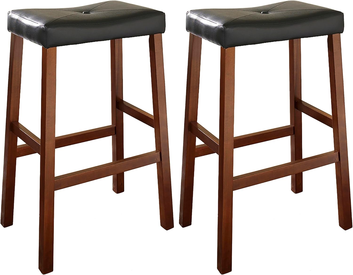 Crosley Furniture Upholstered Saddle Seat Counter Height Bar Stools Set of 2, Black, 24-inch