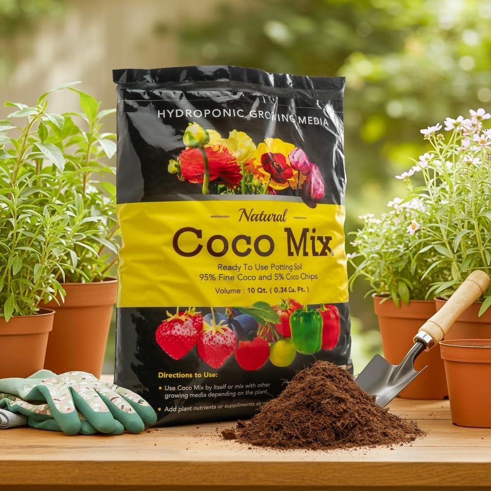 Envelor Organic Coco Coir Brick 10 Lbs. Coir Block Coconut Fiber Growing Medium Potting Soil Mix Coco Peat Media Coir Pith Indoor Outdoor Planters Vegetable Garden Beds