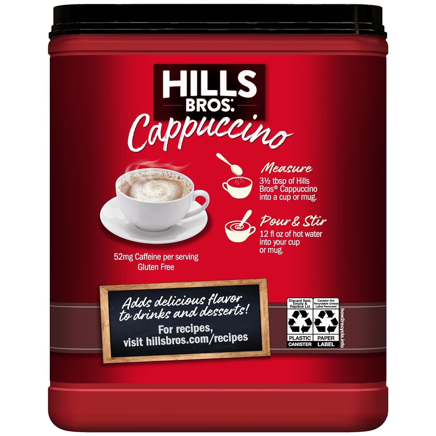 Hills Bros. Cappuccino Mix – Rich, Frothy Coffeehouse-Tasting Instant Drink Mix – Quick and Easy Preparation – Perfect for Hot & Iced Drinks & Creaming Coffee – Double Mocha, 1 Pack of 16oz