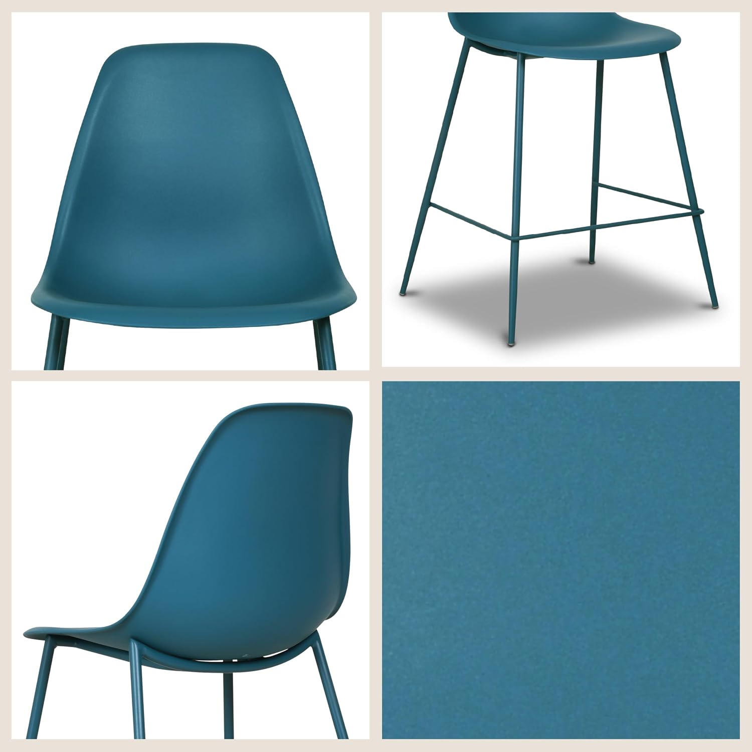 Poly & BARK Isla Modern Kitchen Chairs Set of 4 - Plastic Dining Chair with Metal Legs - Quick Assembly Simple Cafe Chairs Plastic for Indoor or