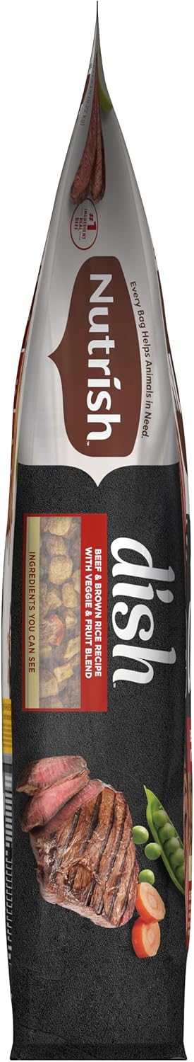 Nutrish Dish Dry Dog Food, Beef Recipe, 11.5 lb. Bag (Rachael Ray) | Made with Brown Rice and Veggies & Fruit Blend, Veterinarian Reviewed Formula, Complete & Balanced Nutrition For Dogs
