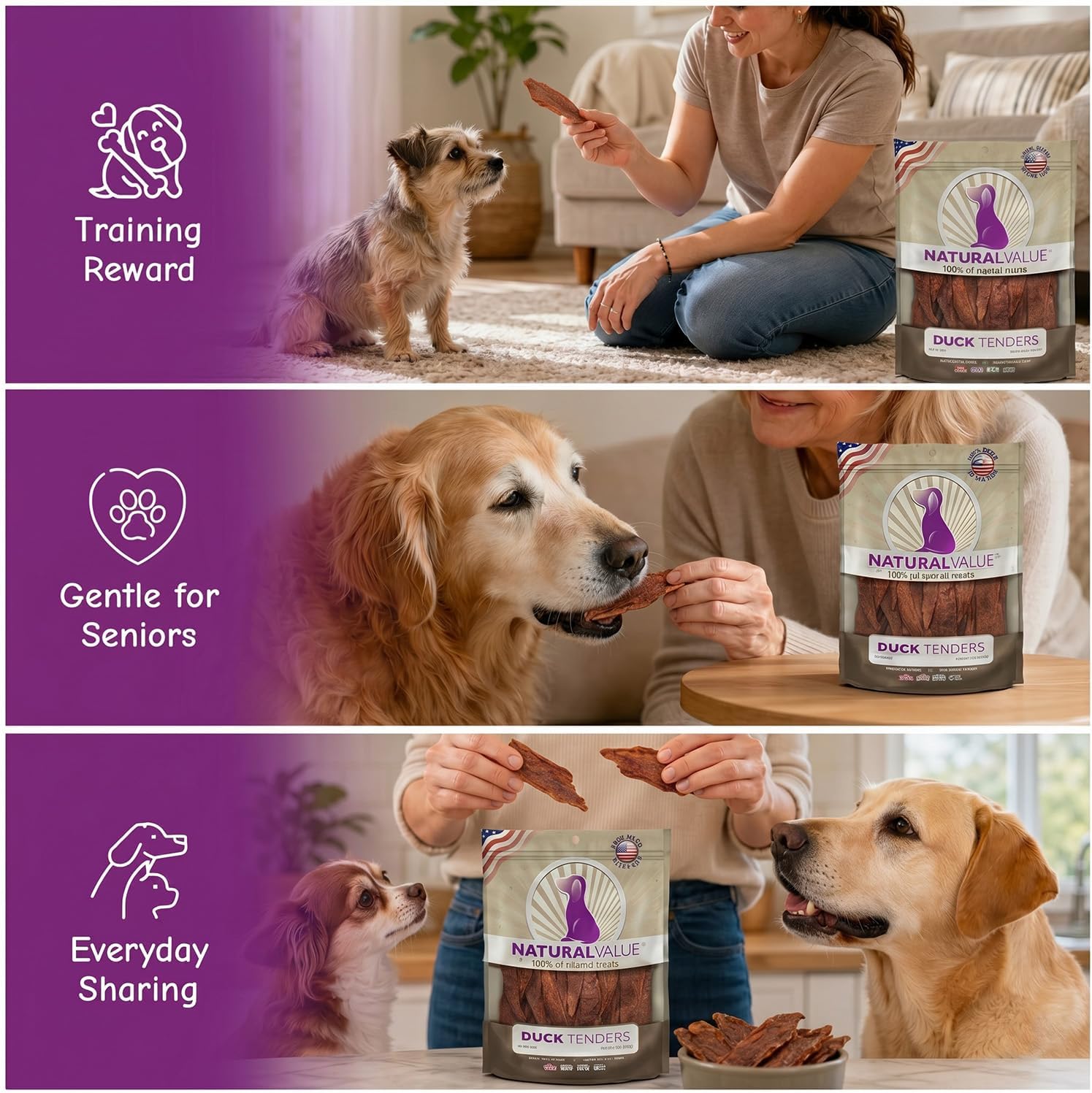Loving Pets Natural Value Beef Sticks - Soft Jerky Dog Treats for Large & Small Breeds - Healthy Gluten, Wheat, Soy & Grain Free Pet Treats for Dogs