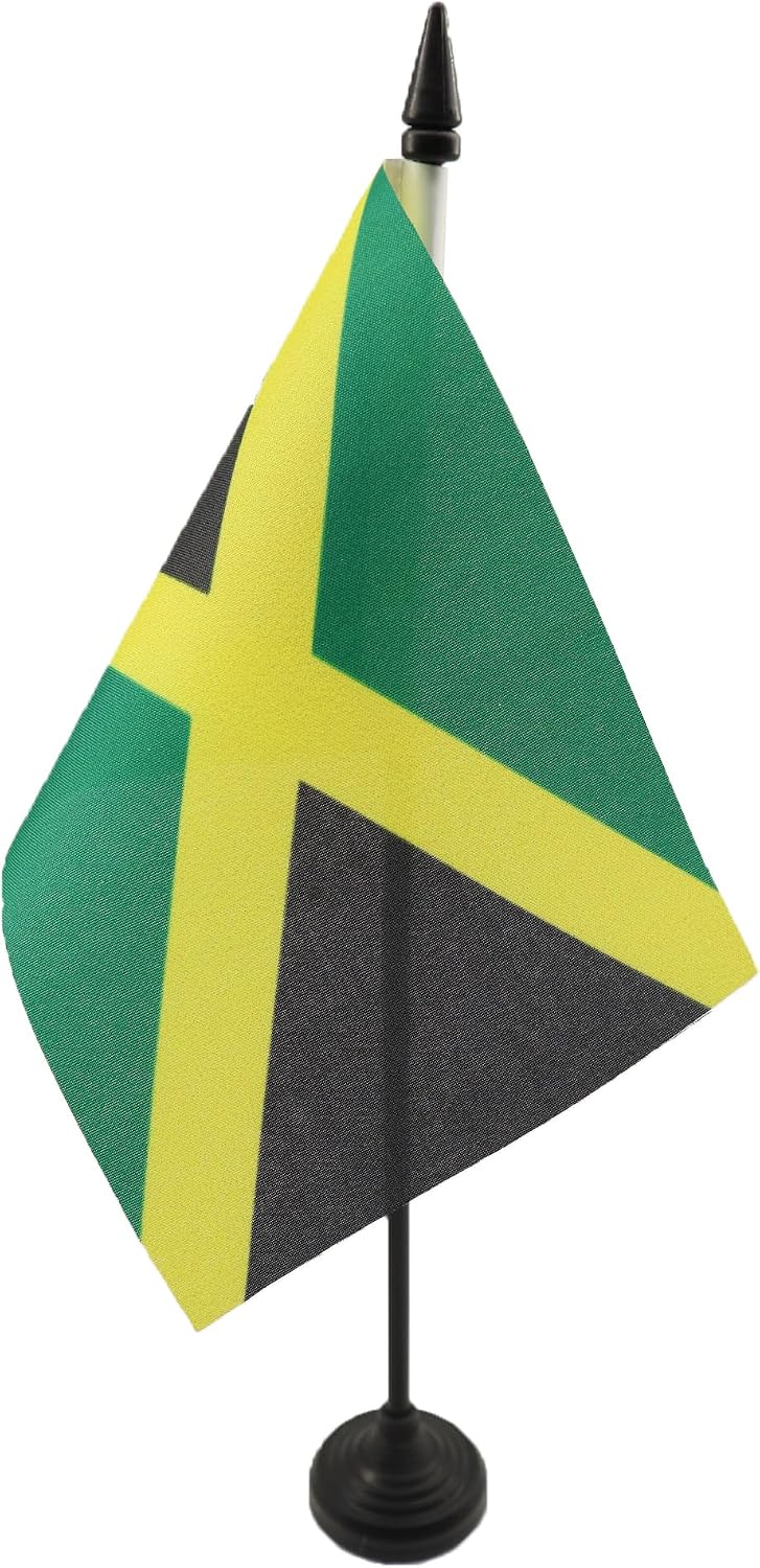 AZ FLAG Nicaragua Table Flag 4x6 in 100D Polyester Plastic Base | Indoor use Nicaraguan 15x10 cm desk flag stitched finish with reinforced edges with plastic pole