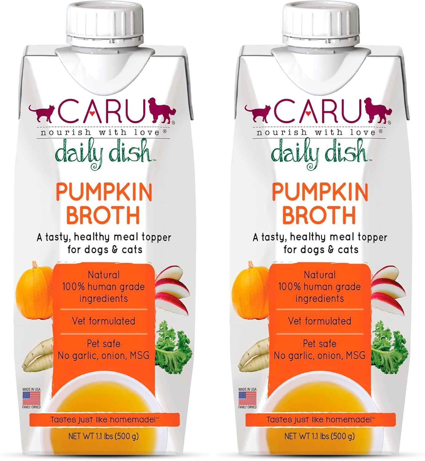 Caru Daily Dish Beef Bone Broth, Topper – Dogs & Cats – 17.6 oz, 1 Pack